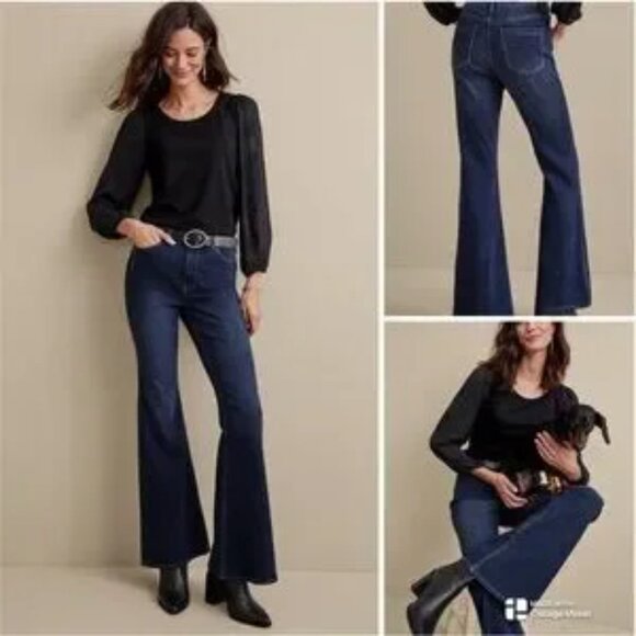 Soft Surroundings | The Ultimate Flare | 14 Petite Dark Wash Stretch Fabric - Picture 2 of 8